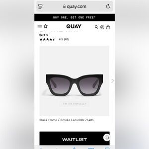 NWT Quay Sunglasses 😎 Black ‘By the Way’